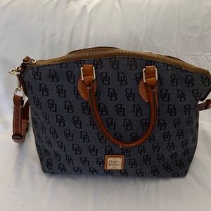 Dooney & Bourke Navy and Tan Satchel w/ wallet